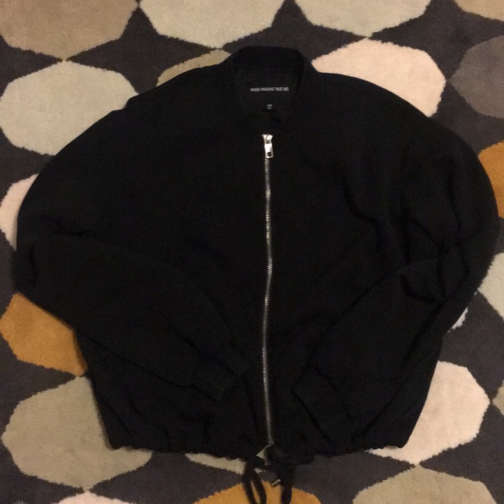 Black Bomber Jacket w/ adjustable drawstring waist